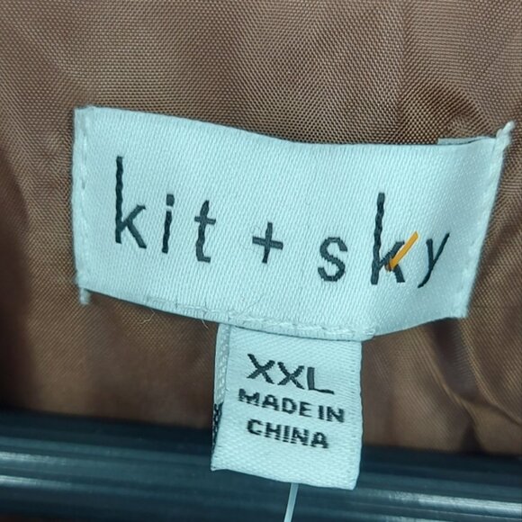 KIT  SKY Faux-Leather Puff-Sleeve Button-Down Pleated Dress Brown Size XXL - Picture 8 of 10